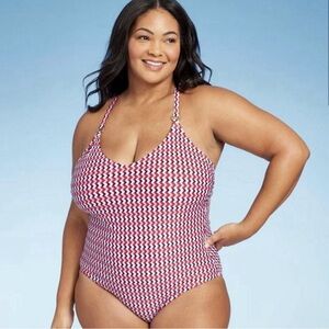 Kona Sol One Piece Chevron Swimsuit Women’s Plus Size 20 Multicolor Strappy